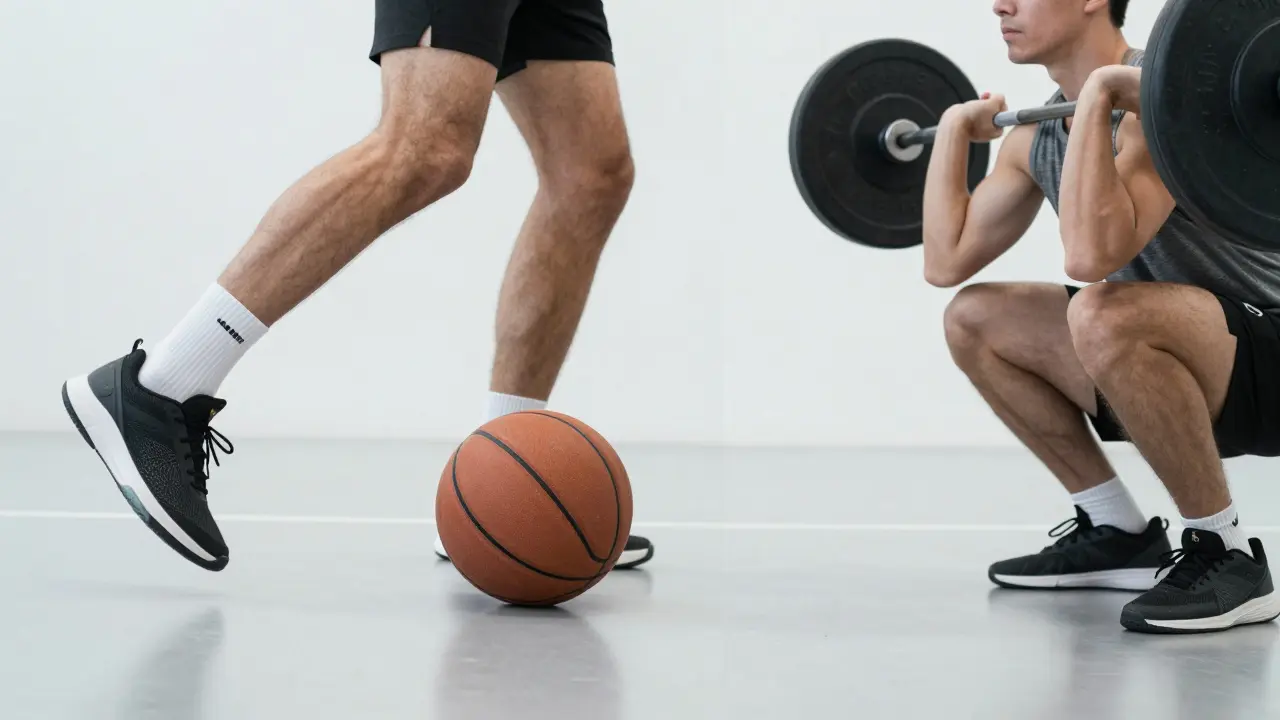 Kombination aus Basketball-Bewegung und Krafttraining zur Steigerung der Stabilität