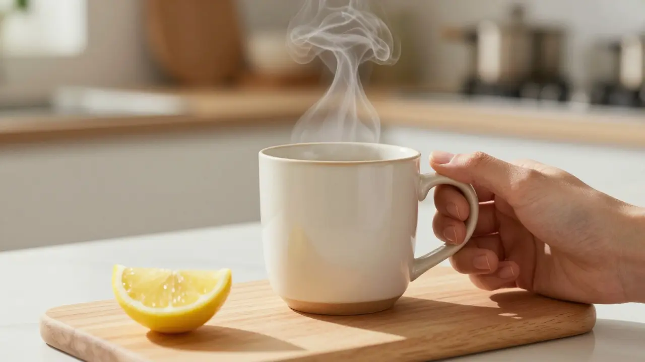 Hand hält eine Tasse Kaffee bei einer Achtsamkeitspause