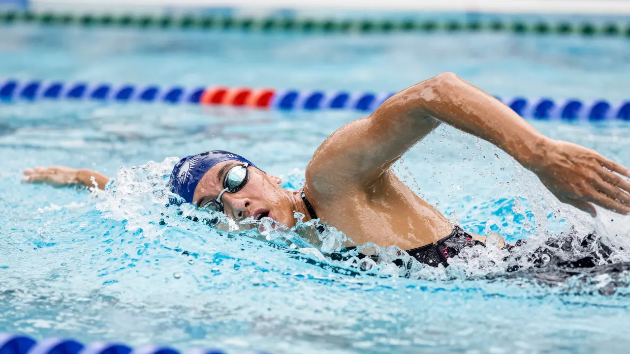 Nahaufnahme eines Schwimmers beim Brustschwimmen
