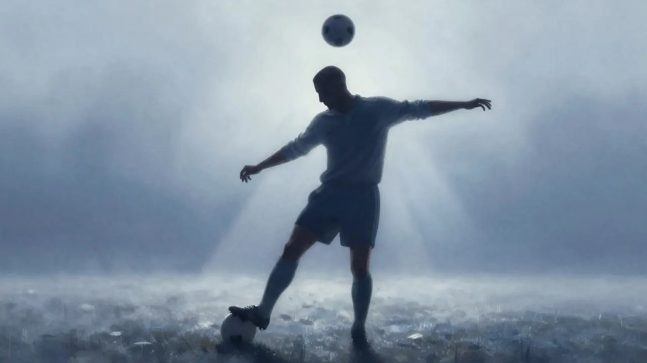 Zidanes würdevolles Silhouette bei einer technischen Kopfballaktion