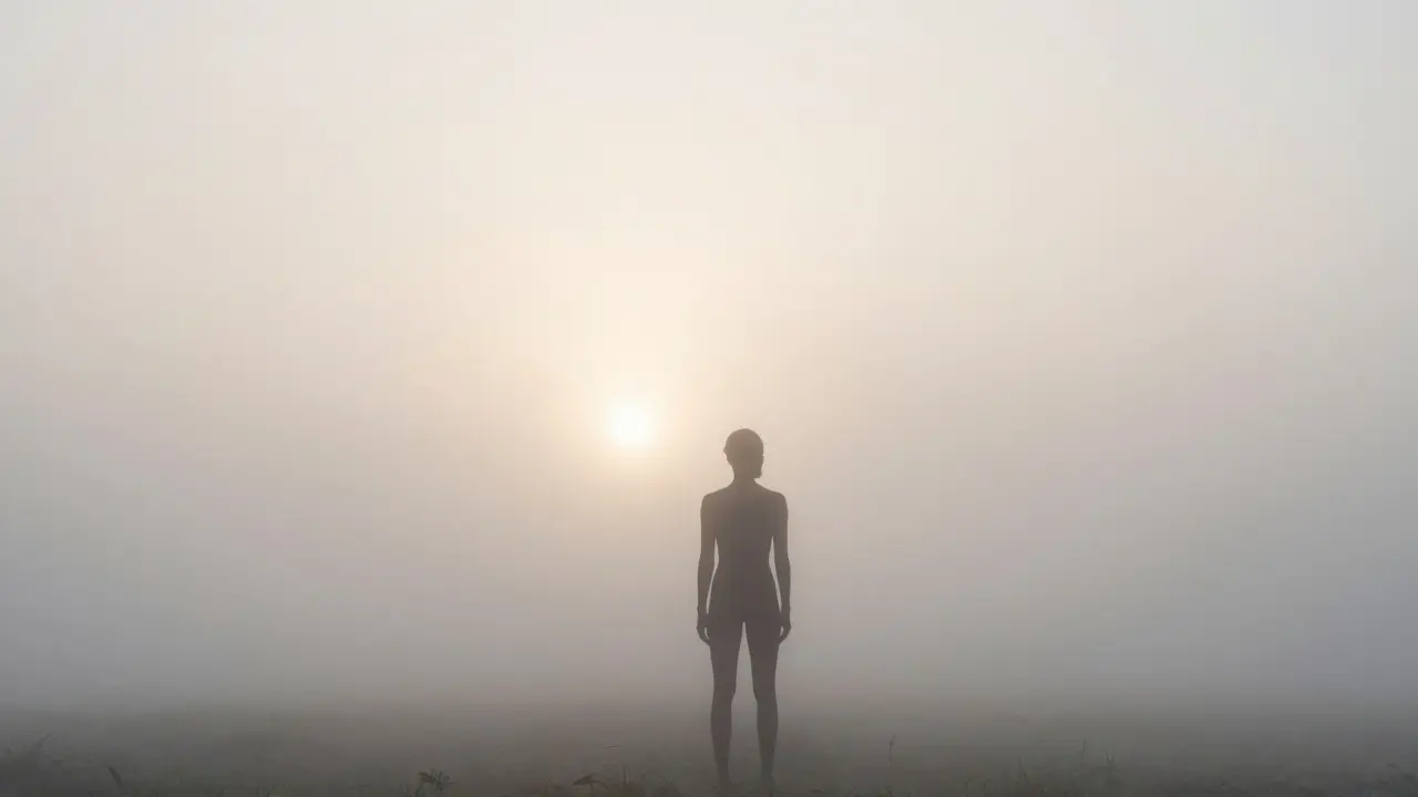 Ruhige Silhouette, die mentale Erholung und Stressabbau symbolisiert
