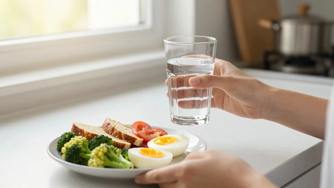 Person trinkt Wasser vor dem Frühstück für bessere Appetitkontrolle